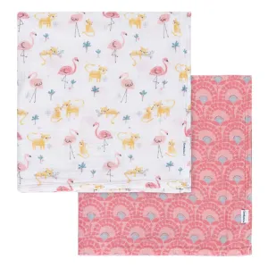 2-Pack Baby Girls Animal Geo Muslin Blankets