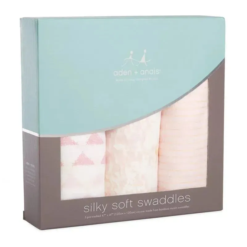 Aden   Anais Silky Soft Swaddles Metallic 3-Pack, Primrose Birch