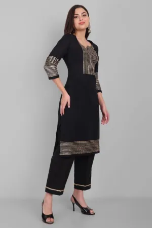 Amreen Dhanak Black and Gold Co-Ord - Set of 2