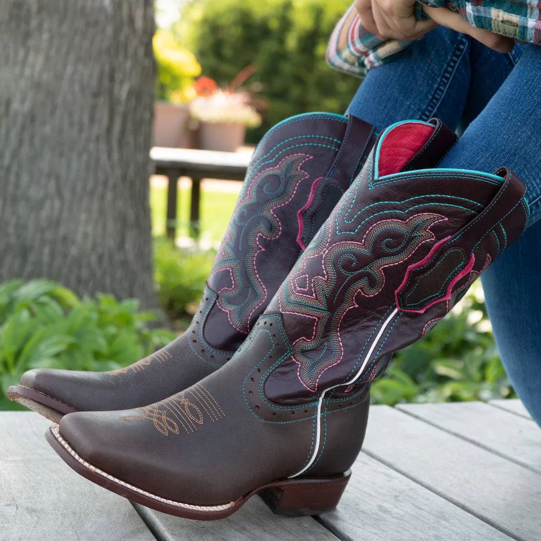 Ana Vaquera Western Boots | Women's Embroidered Square Toe Cowgirl Boots (M9002)