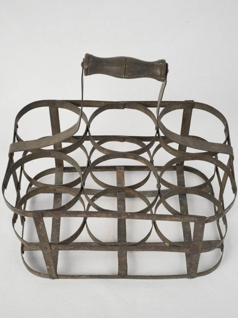 Antique French 6 bottle carrier