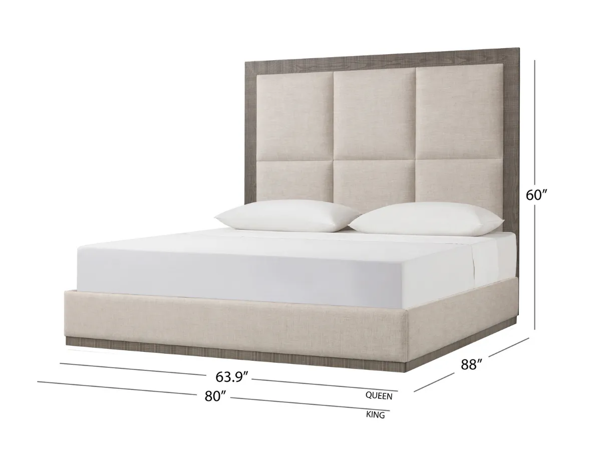 Bacara Modern Classic Wood Beige Upholstered Bed