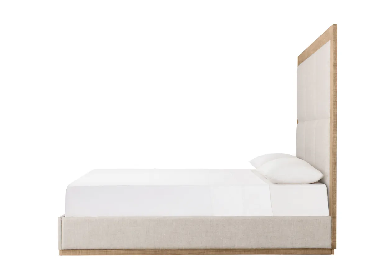 Bacara Modern Classic Wood Beige Upholstered Bed