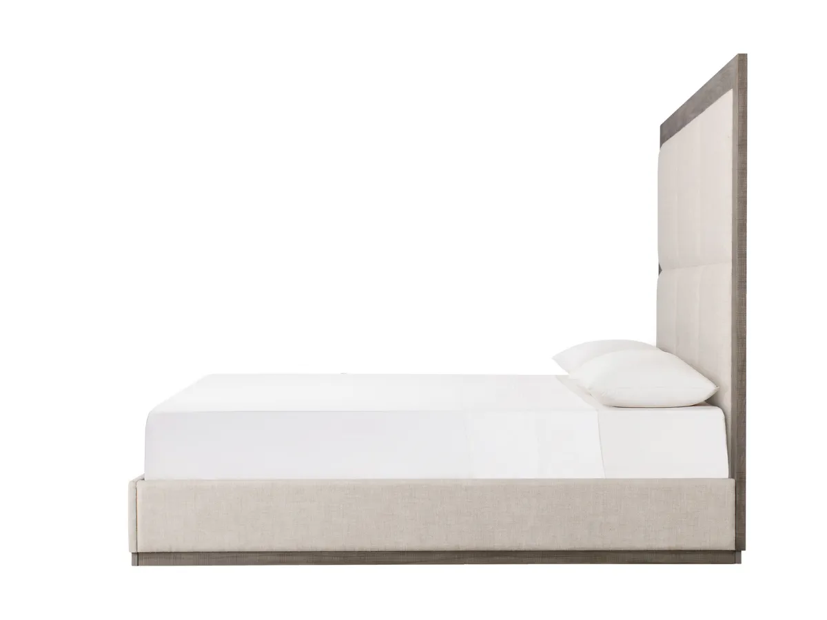 Bacara Modern Classic Wood Beige Upholstered Bed