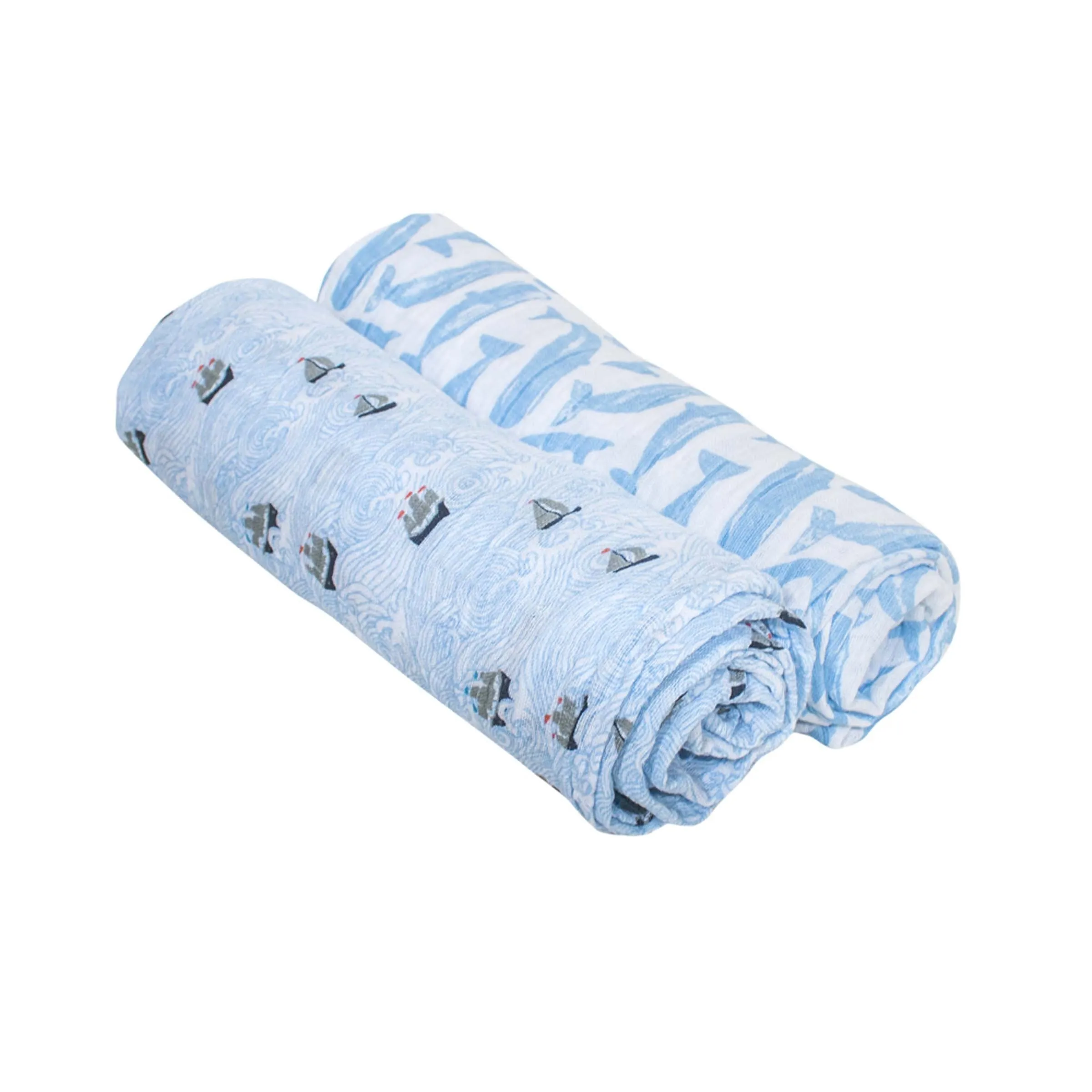 Bebe Au Lait - Muslin Baby Swaddle - High Seas & Moby (2pk)