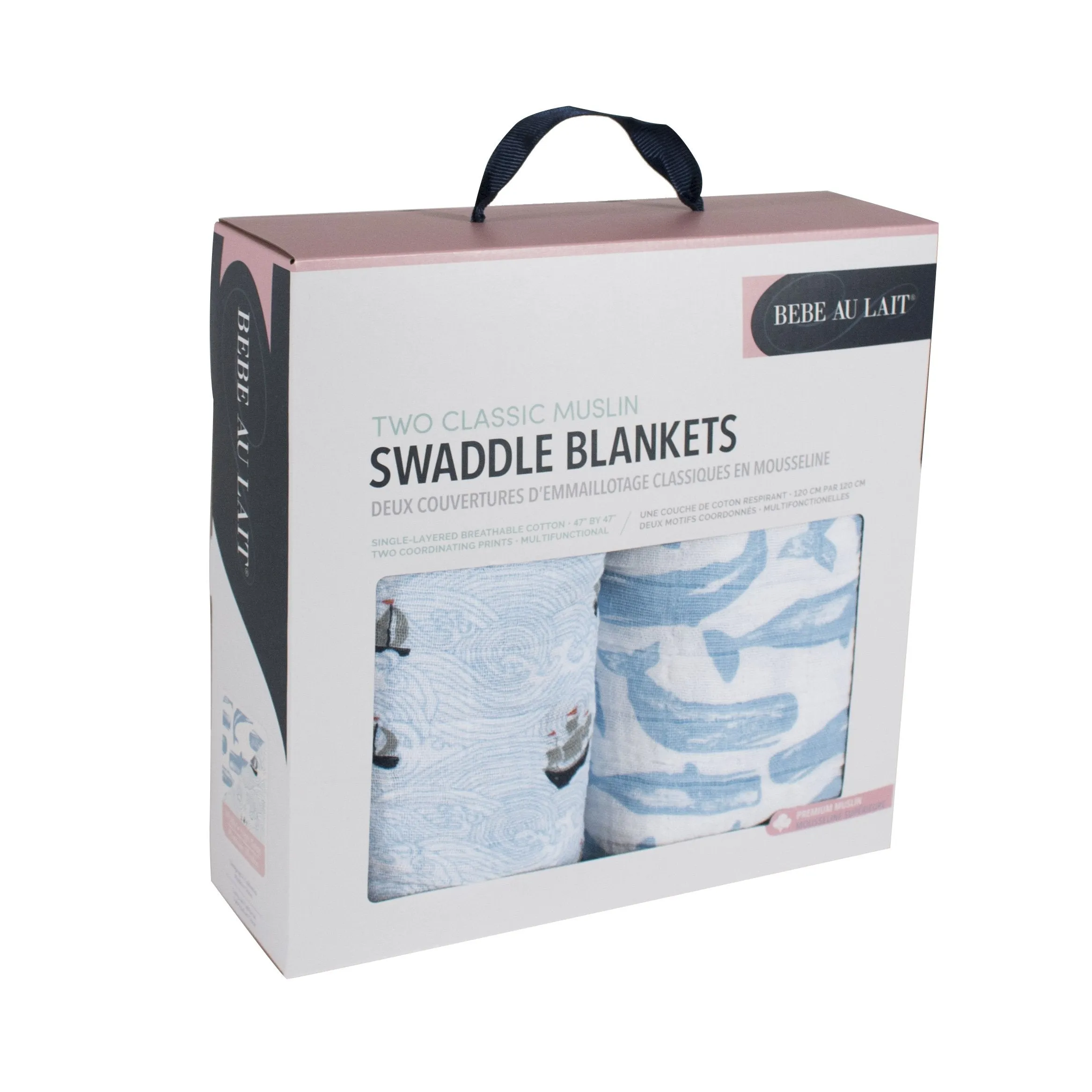 Bebe Au Lait - Muslin Baby Swaddle - High Seas & Moby (2pk)