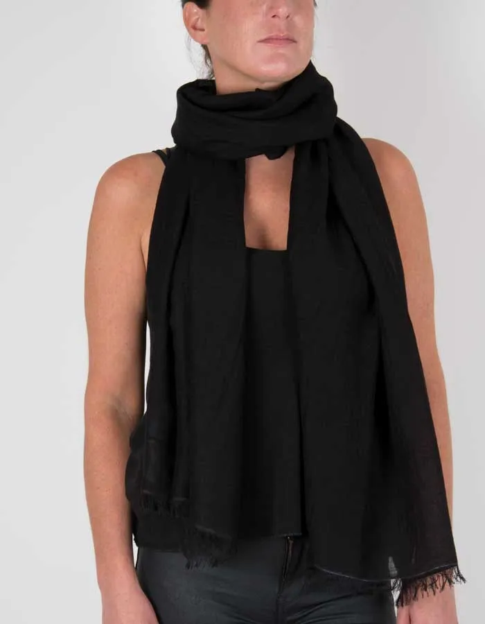 Black Shawl Wool Silk Mix