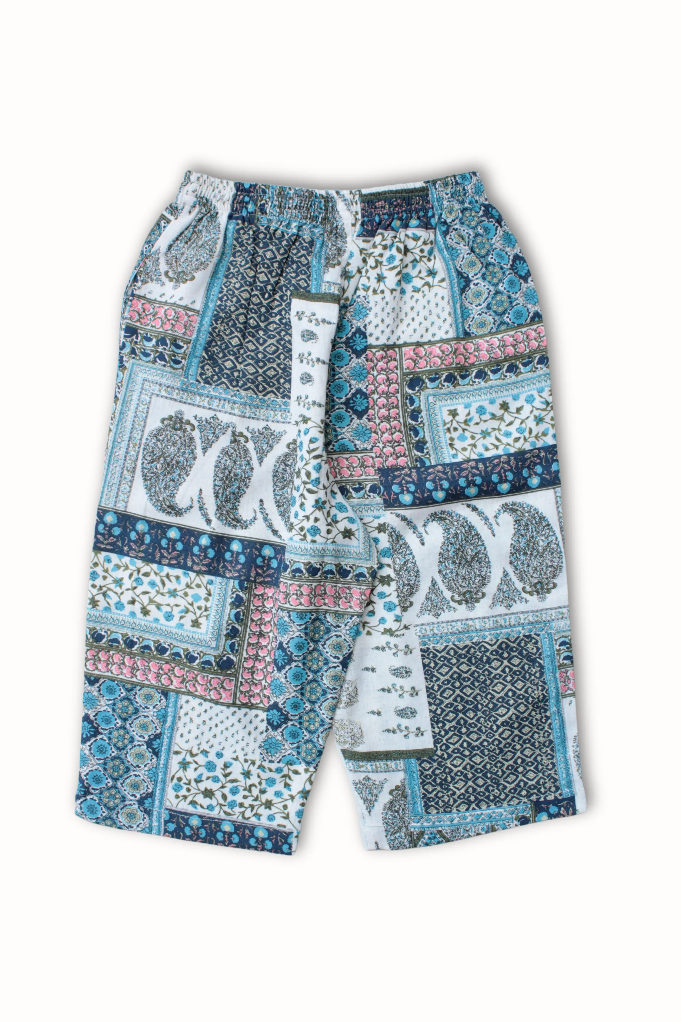 Boys Boho Resort Wear Set - White & Skyblue