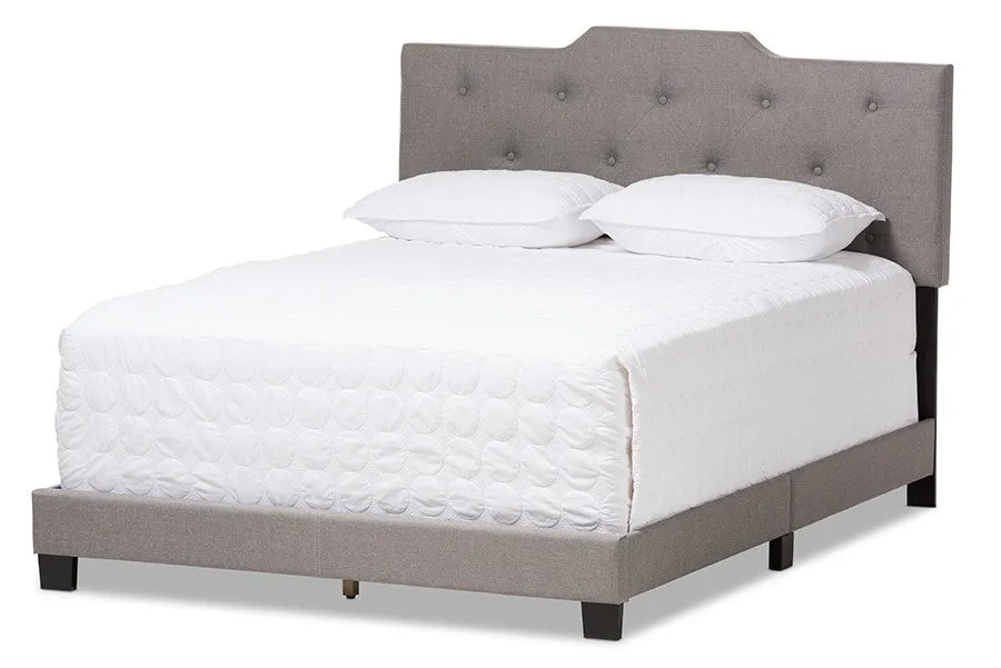 Brunswick Light Grey Fabric Upholstered Box Spring Bed (Full)