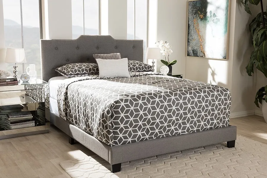 Brunswick Light Grey Fabric Upholstered Box Spring Bed (Full)