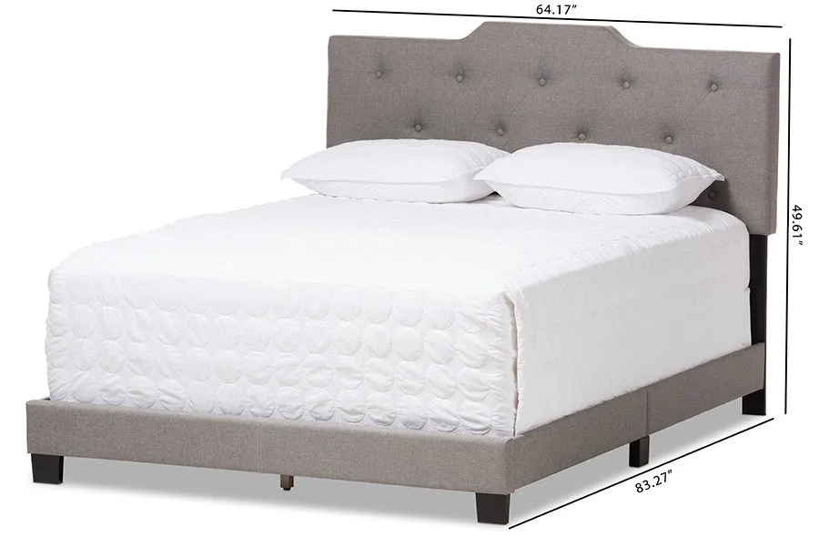 Brunswick Light Grey Fabric Upholstered Box Spring Bed (Full)