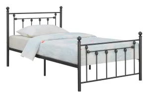 Canon Full Metal Slatted Headboard Platform Bed - Gunmetal