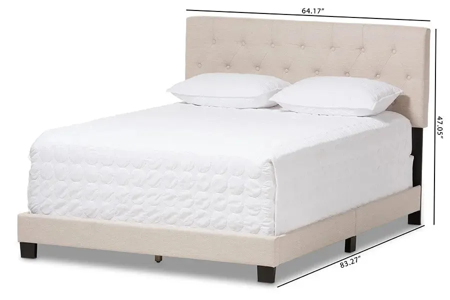 Cassandra Light Beige Fabric Upholstered Box Spring Bed (King)