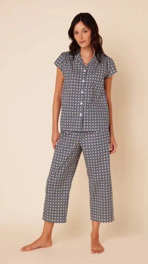 CAT'S PAJAMAS - NEWPORT DAISY LUXE PIMA COTTON CAPRIS PAJAMA