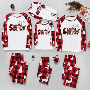 Christmas cozy home matching pajamas with snowman letter print