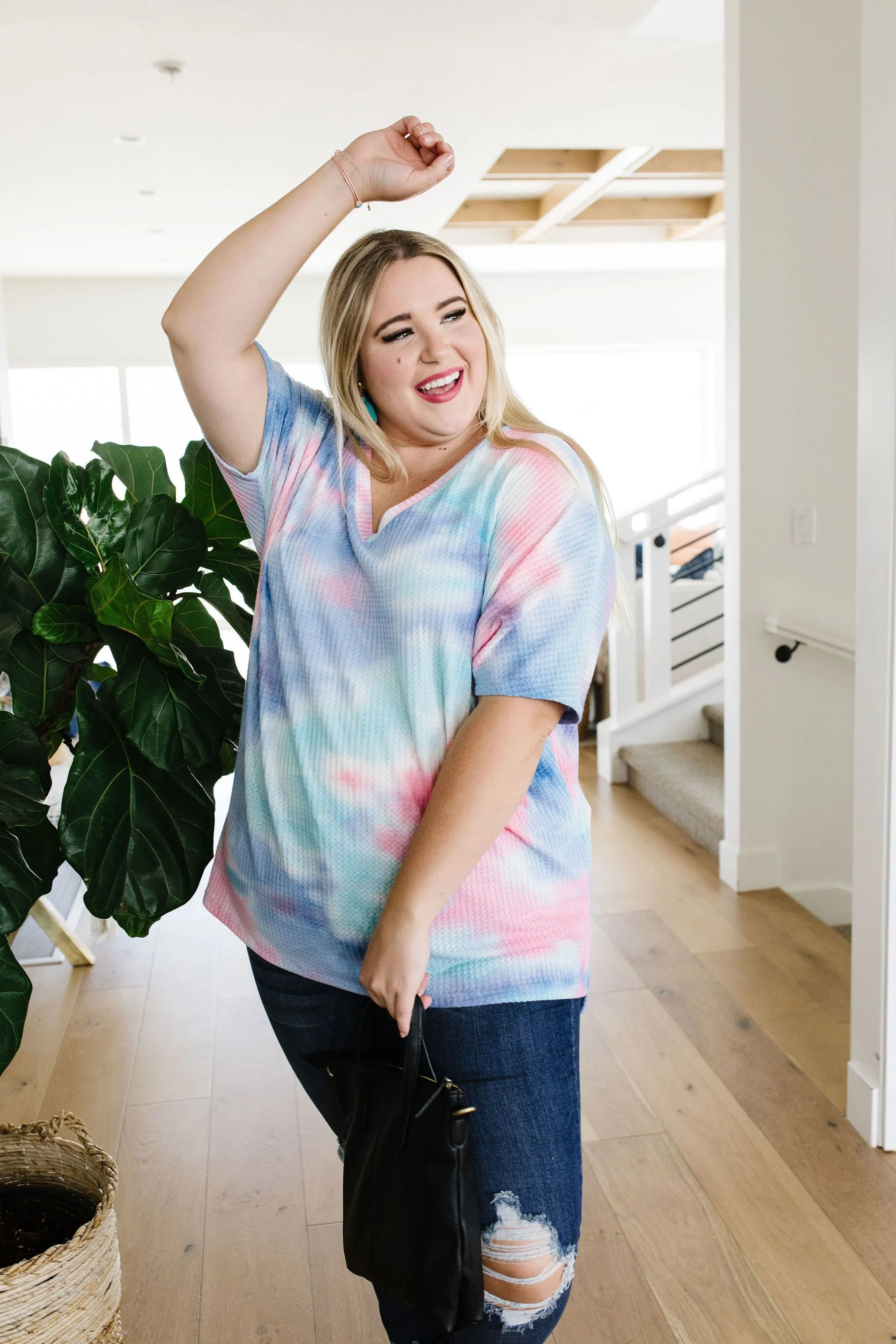 Clouds Of Blue & Pink Tie Dye Top