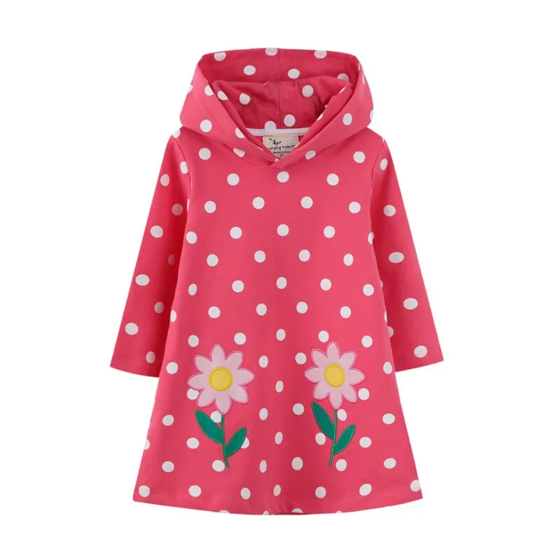 Cotton Hooded Stylish Long Sleeved Girls Dress