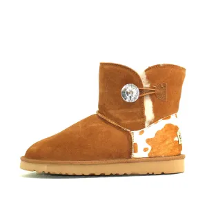 Cow Print Short Ugg Boot - Chestnut