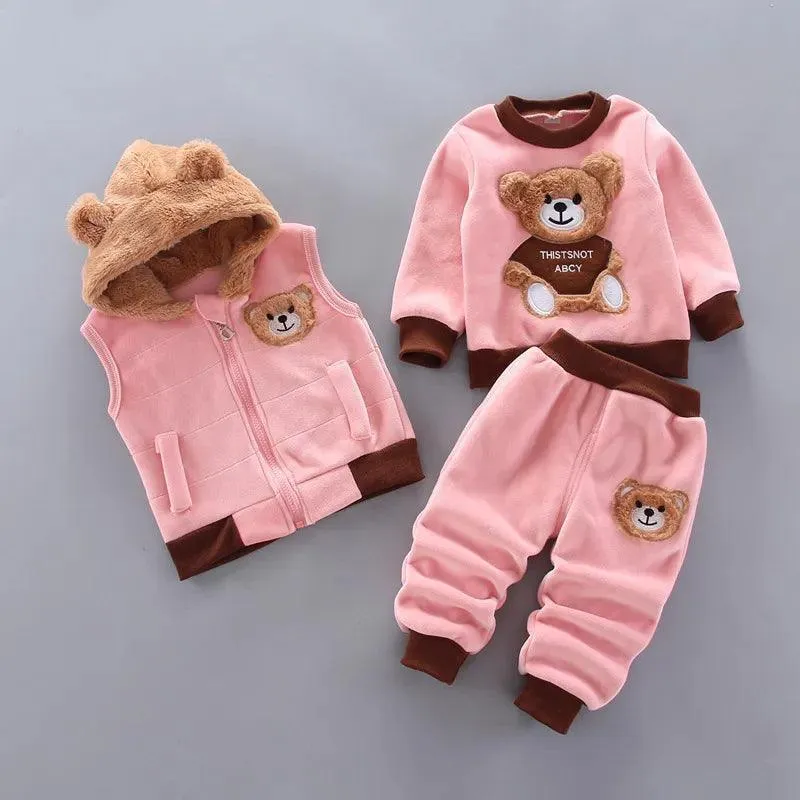 Cozy Fleece Hooded Set: Stylish Winter Outerwear for Trendy Toddlers