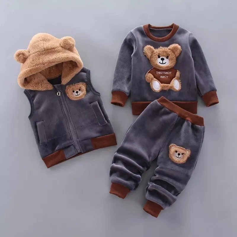 Cozy Fleece Hooded Set: Stylish Winter Outerwear for Trendy Toddlers