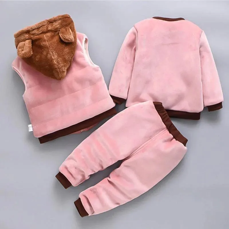 Cozy Fleece Hooded Set: Stylish Winter Outerwear for Trendy Toddlers