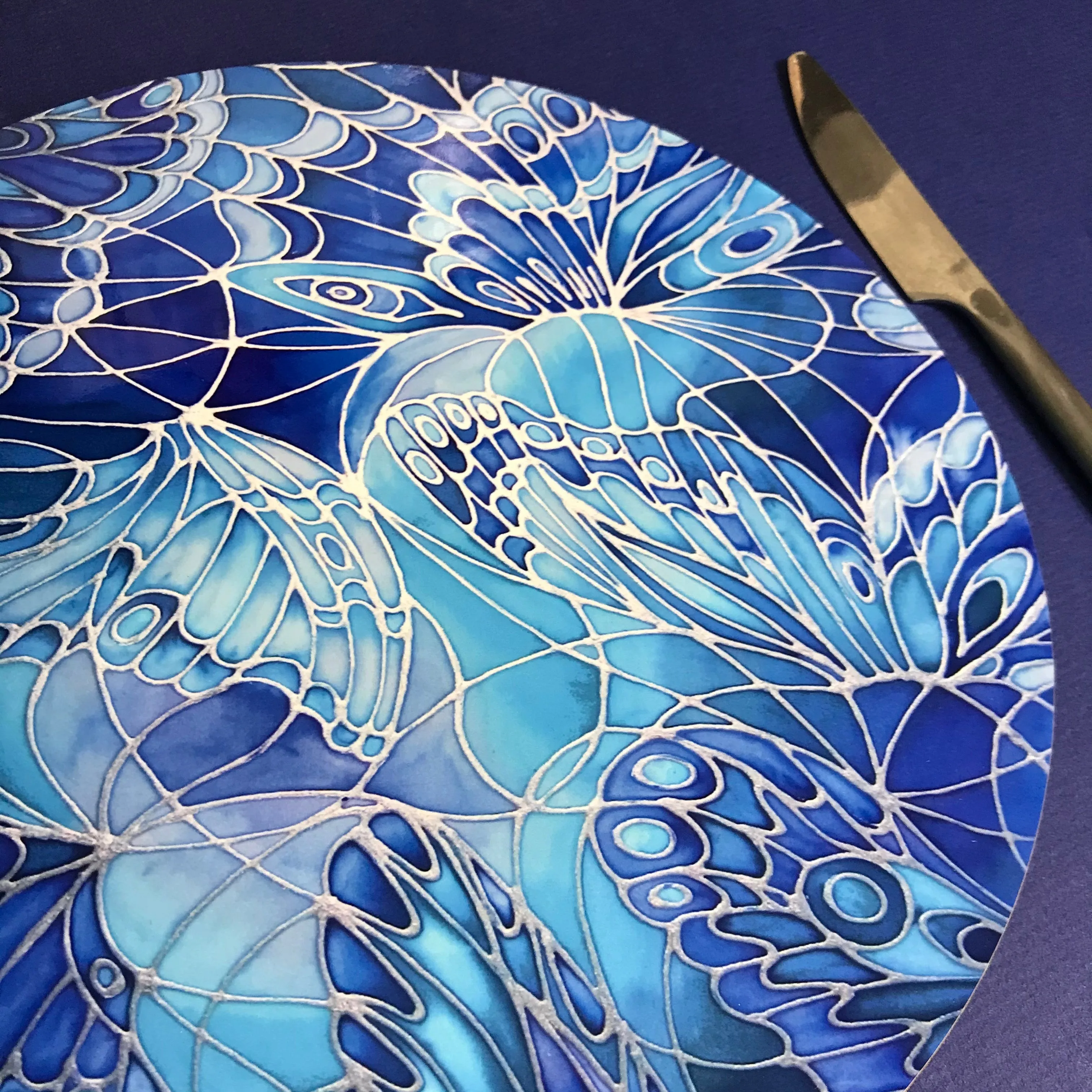 Deep Blue Butterflies Placemats - Blue Table Mats & Coasters, Blue glass chopping boards