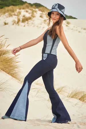 Denim Fit & Flare Trousers