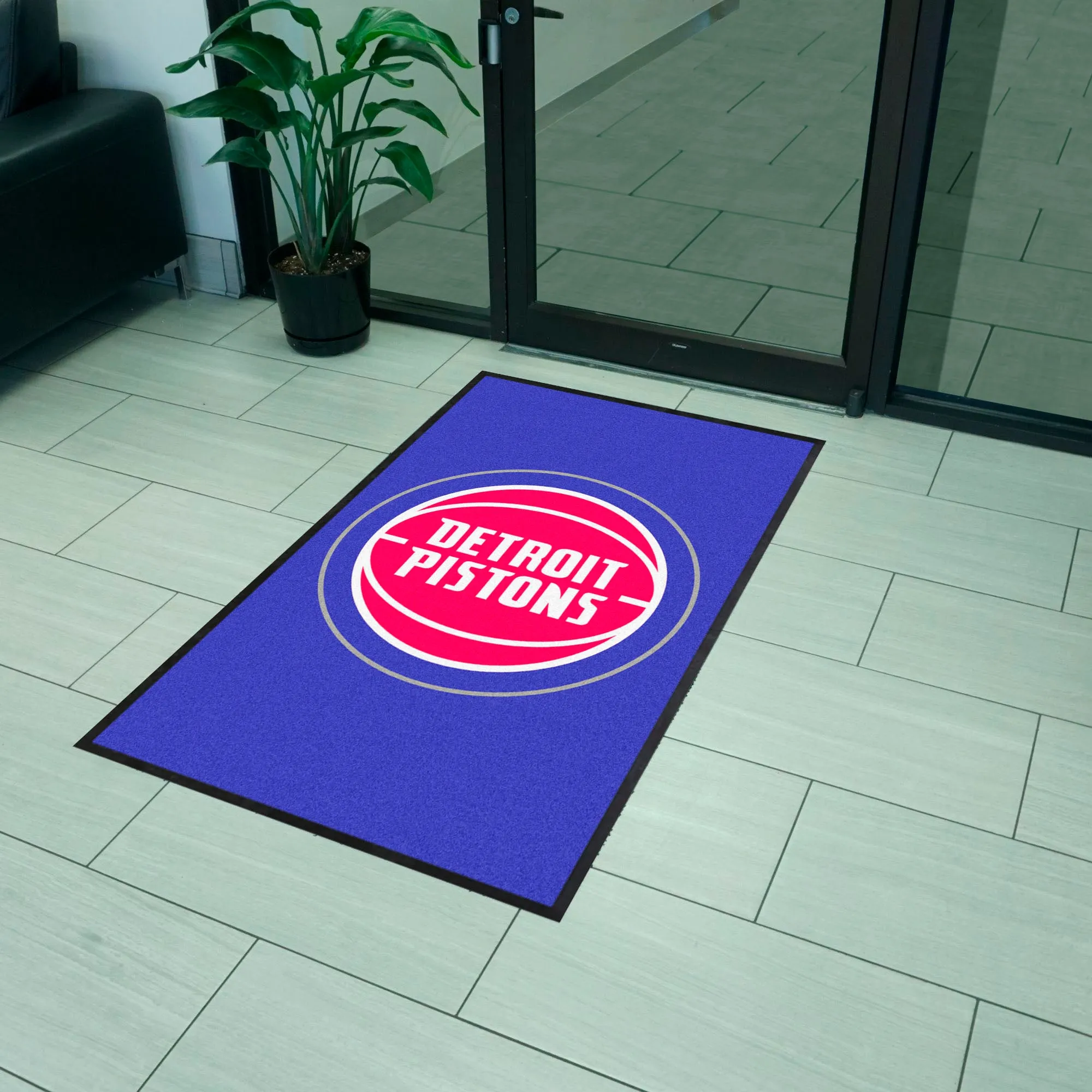 Detroit Pistons 3X5 High-Traffic Mat with Durable Rubber Backing - Portrait Orientation