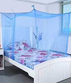 DIVAYANSHI Polycotton Mosquito net for Bed (Blue, 8 x 8 ft) (ZO-YGTS-3UQ8)