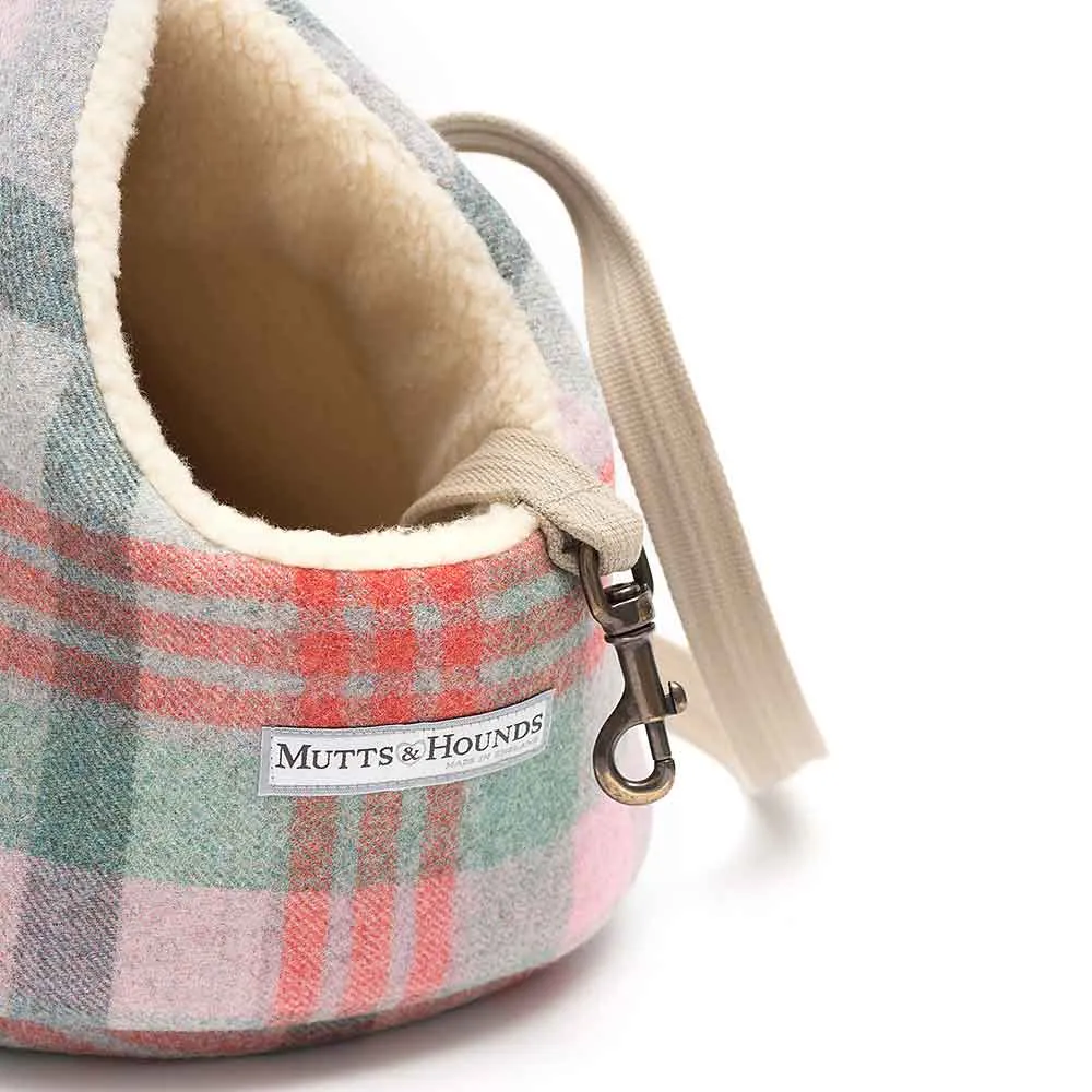 Dog and Puppy Carrier in Macaroon Check Tweed by Mutts & Hounds