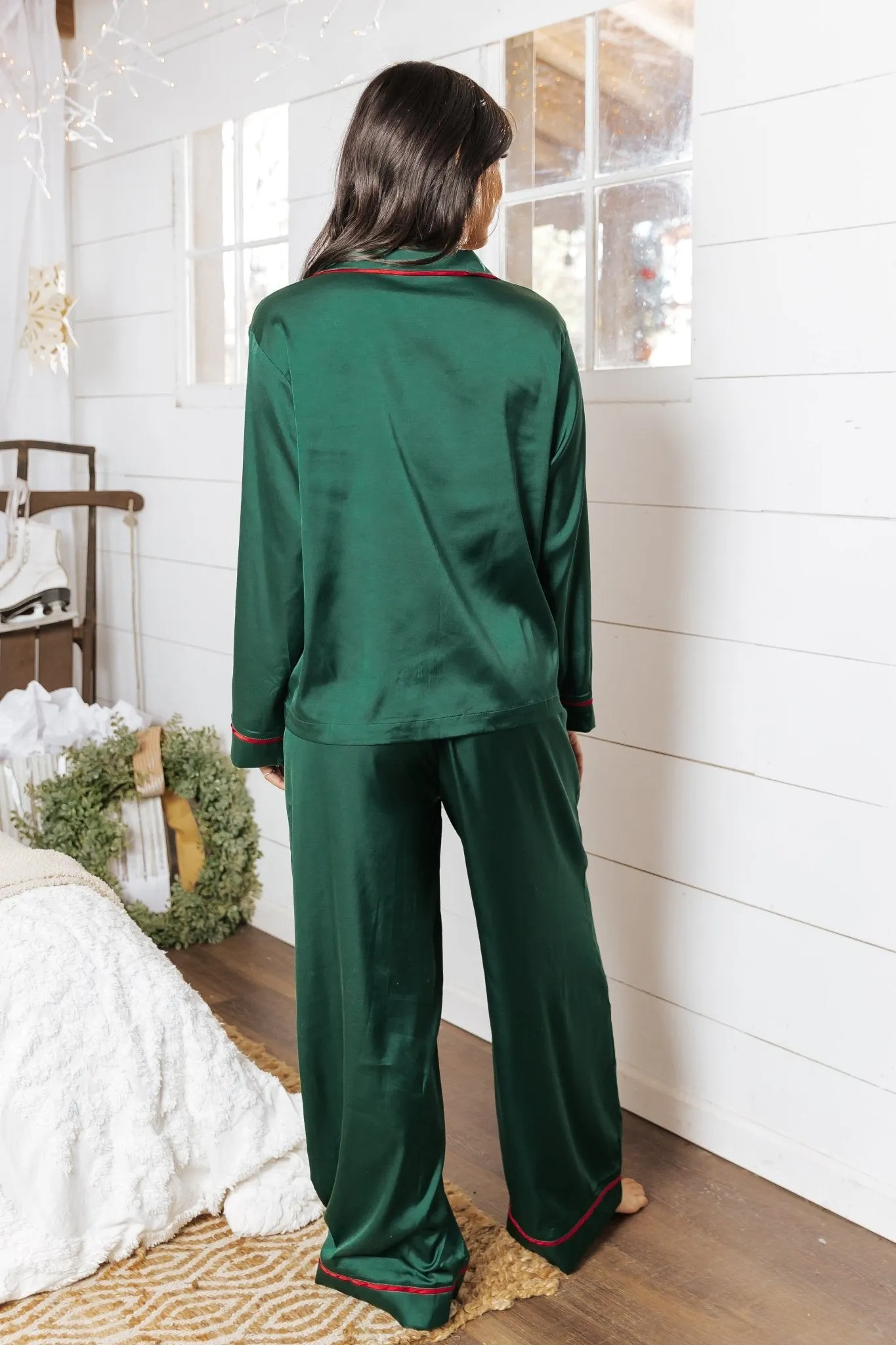 Dreamy Green & Red Satin Pajama Set