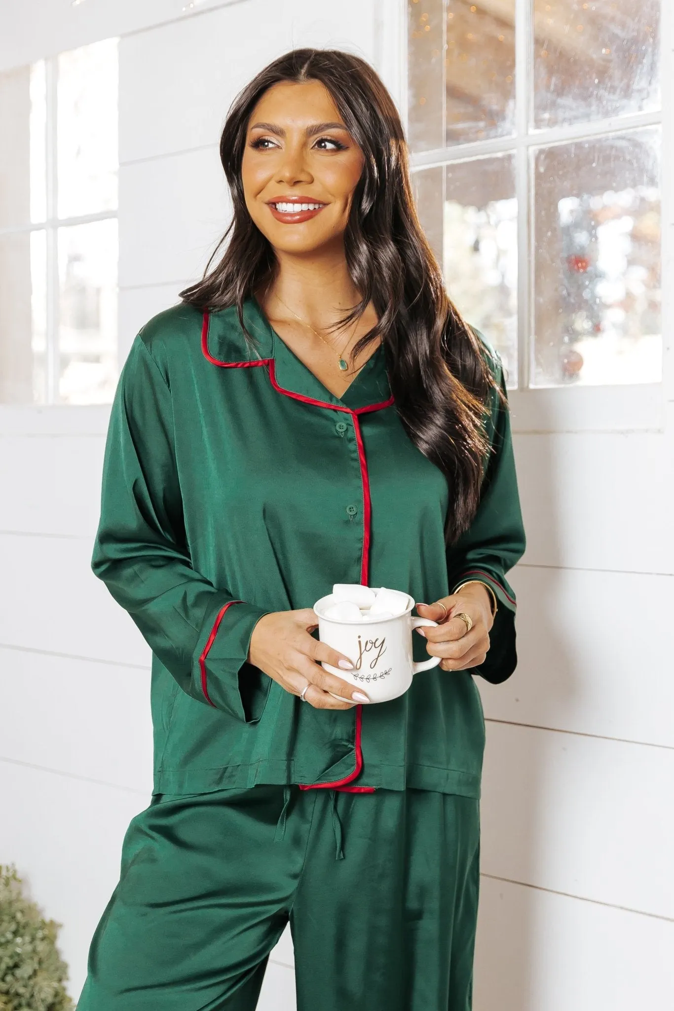 Dreamy Green & Red Satin Pajama Set