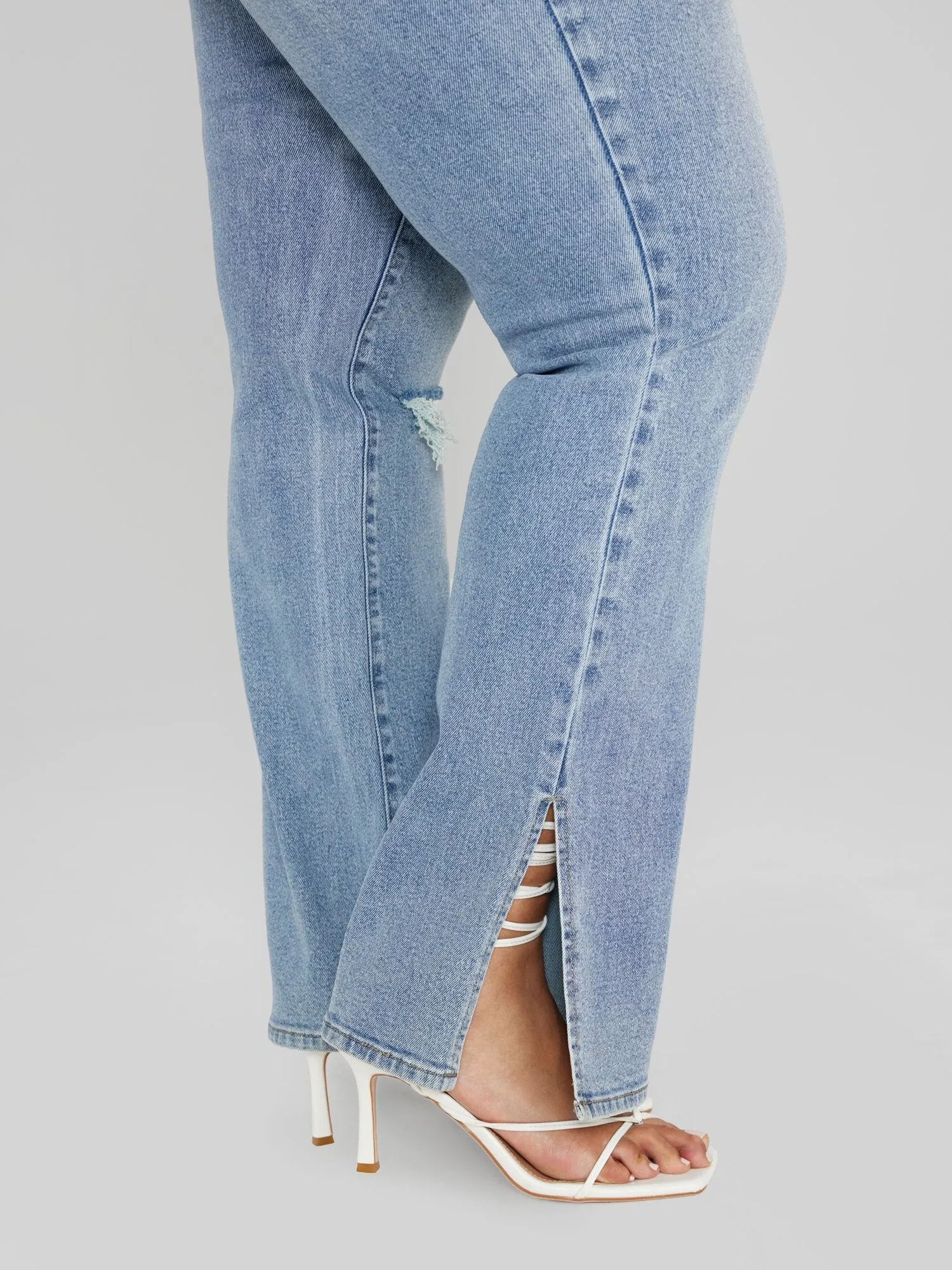 Fashion To Figure - High Rise Relaxed Destructed Split Hem Jeans