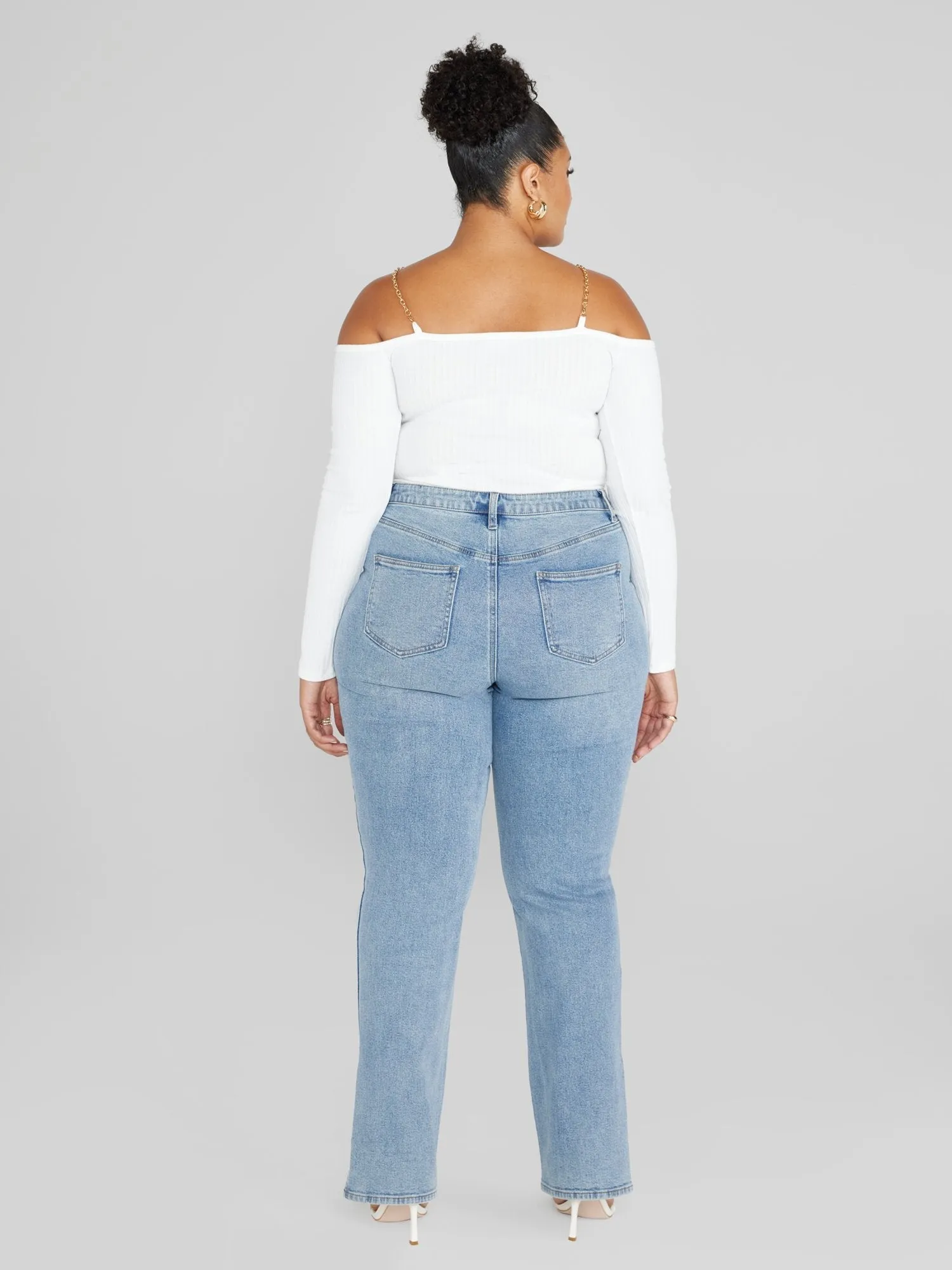 Fashion To Figure - High Rise Relaxed Destructed Split Hem Jeans