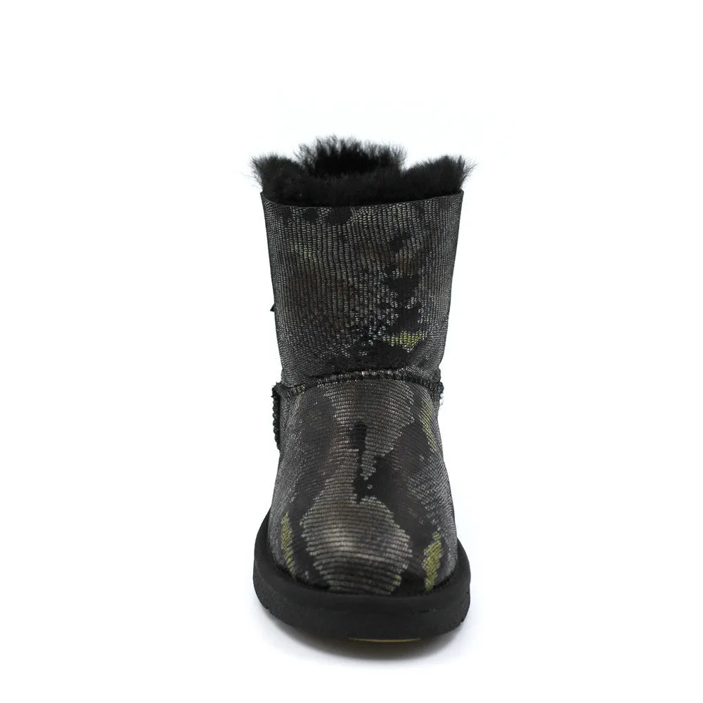 Fiona Back Bow Short Ugg Boot - Black