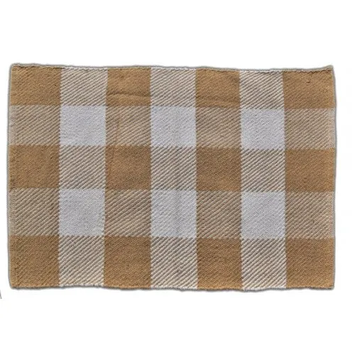 FLOOR MAT COTTON CHECK BEIGE 24X36"