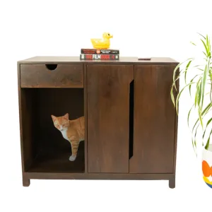 FurryLiving Paco Litter Cabinet for Cats (Dark Brown)