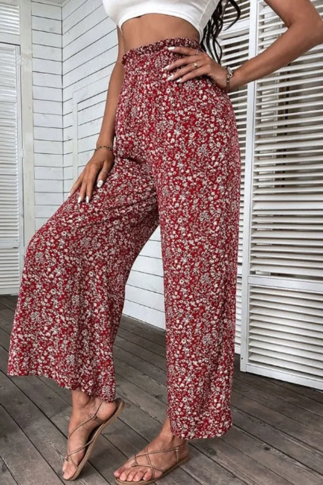 Garden Party Wide-Leg Slit Pants