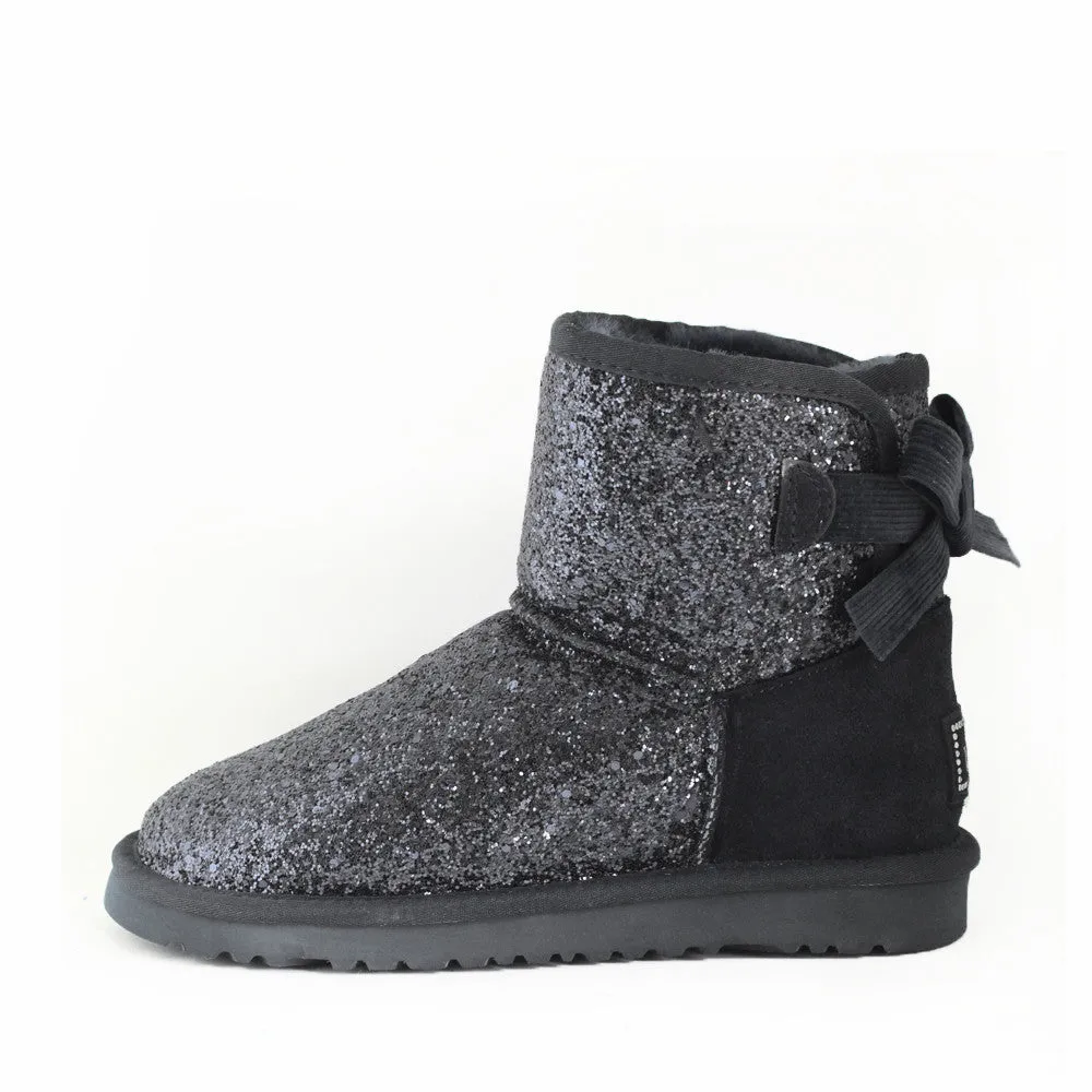 Glitter Ribbon Back UGGS - Black