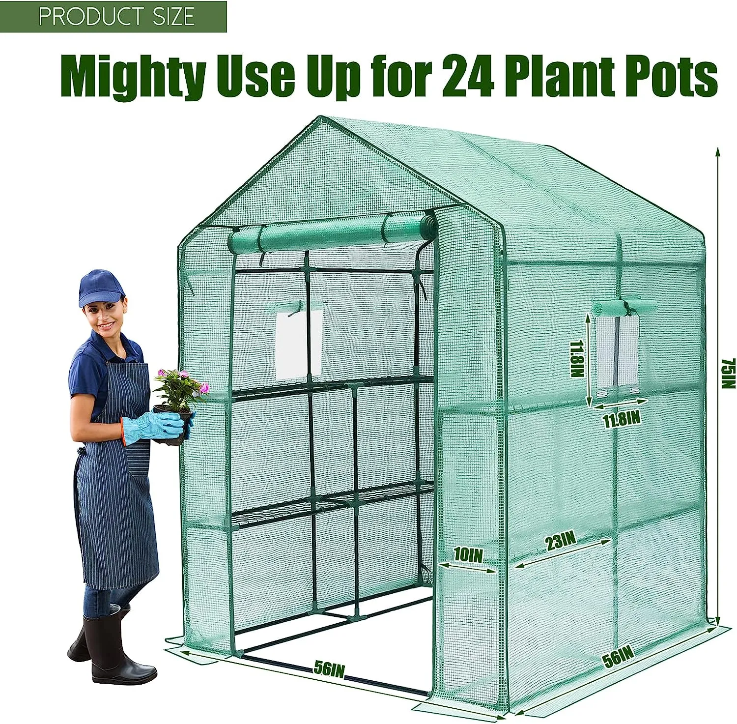 Greenhouse, 56 x 56 x 75'' Durable Green House Kit with Window