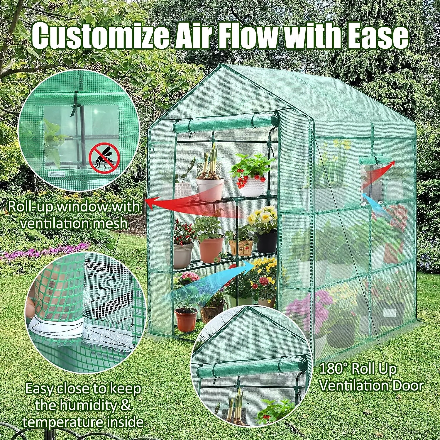 Greenhouse, 56 x 56 x 75'' Durable Green House Kit with Window