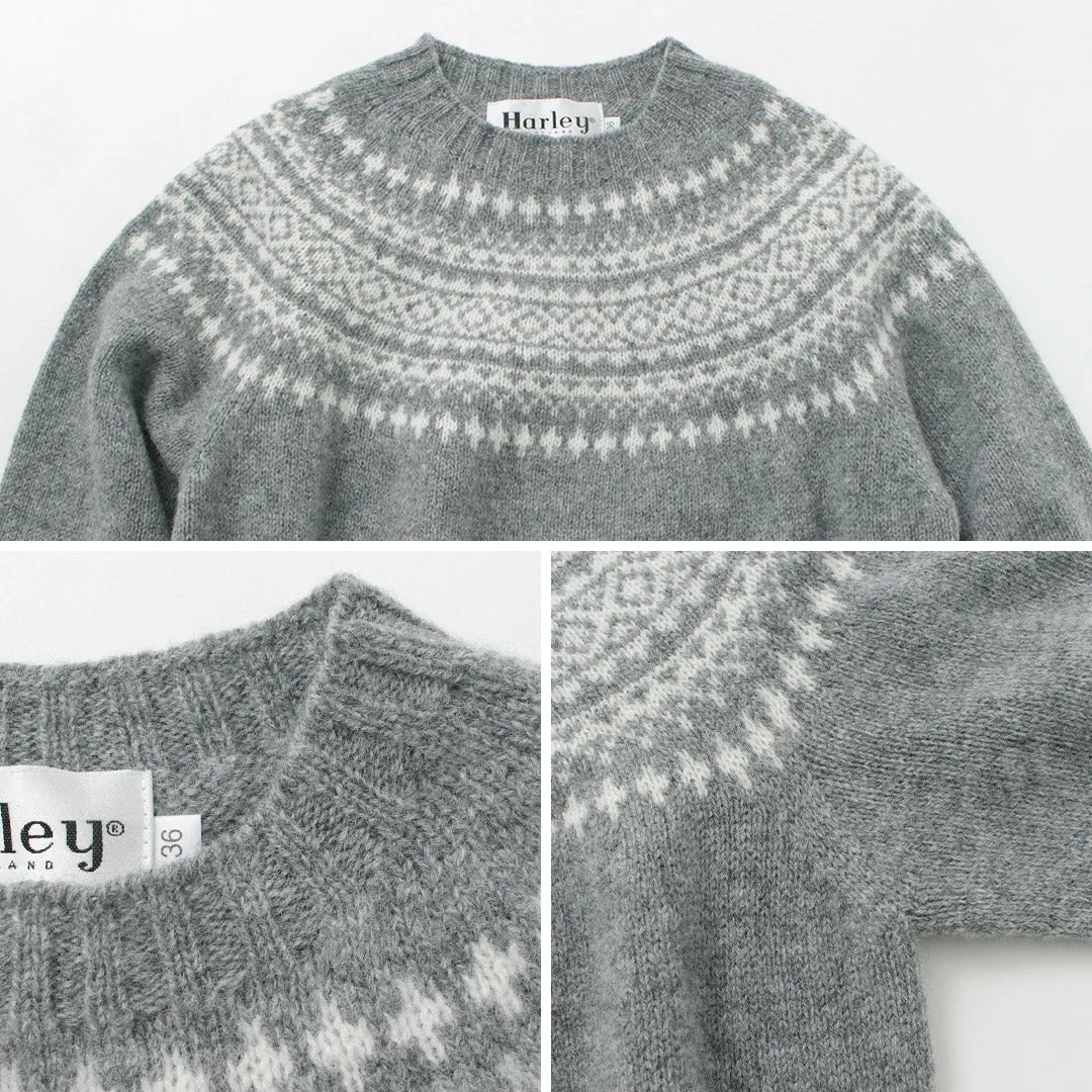 HARLEY OF SCOTLAND / Fair Isle Crew Neck Sweater