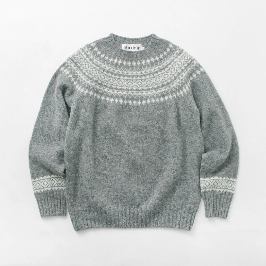 HARLEY OF SCOTLAND / Fair Isle Crew Neck Sweater