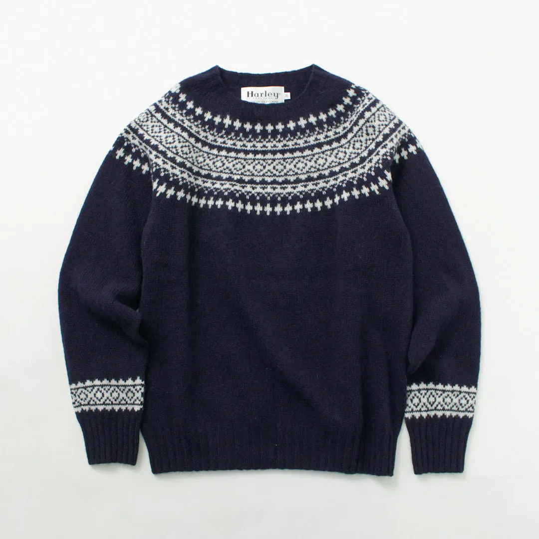 HARLEY OF SCOTLAND / Fair Isle Crew Neck Sweater