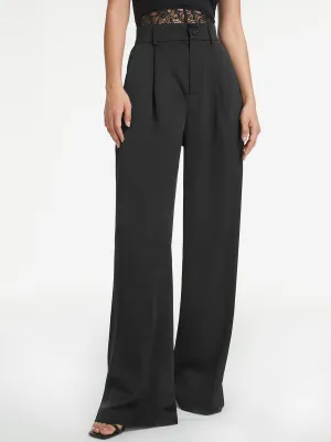 High Waisted Pleat Trendy Front Wide Leg Trousers