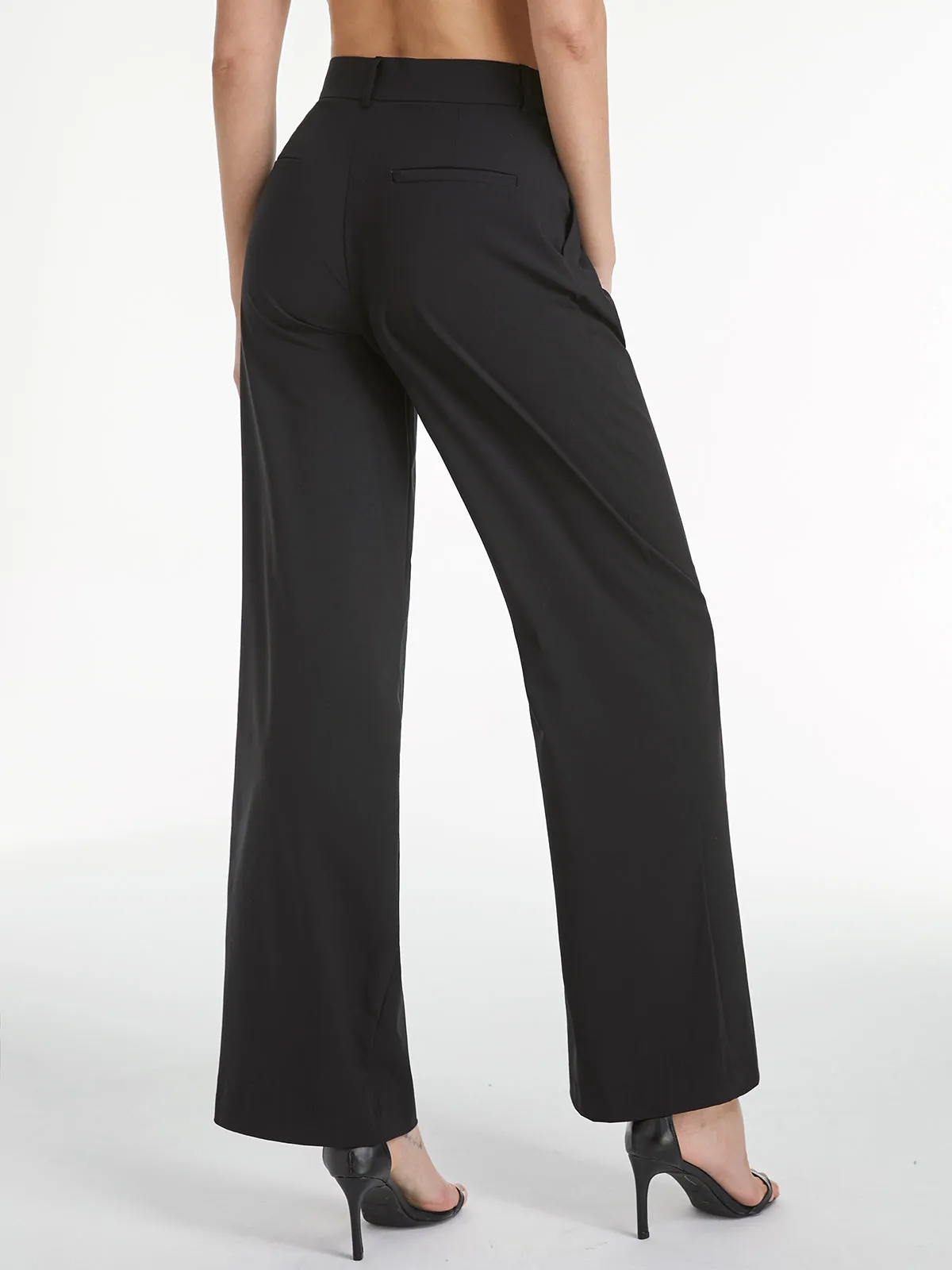 High Waisted Relaxed Trendy Straight Leg Dress Pants