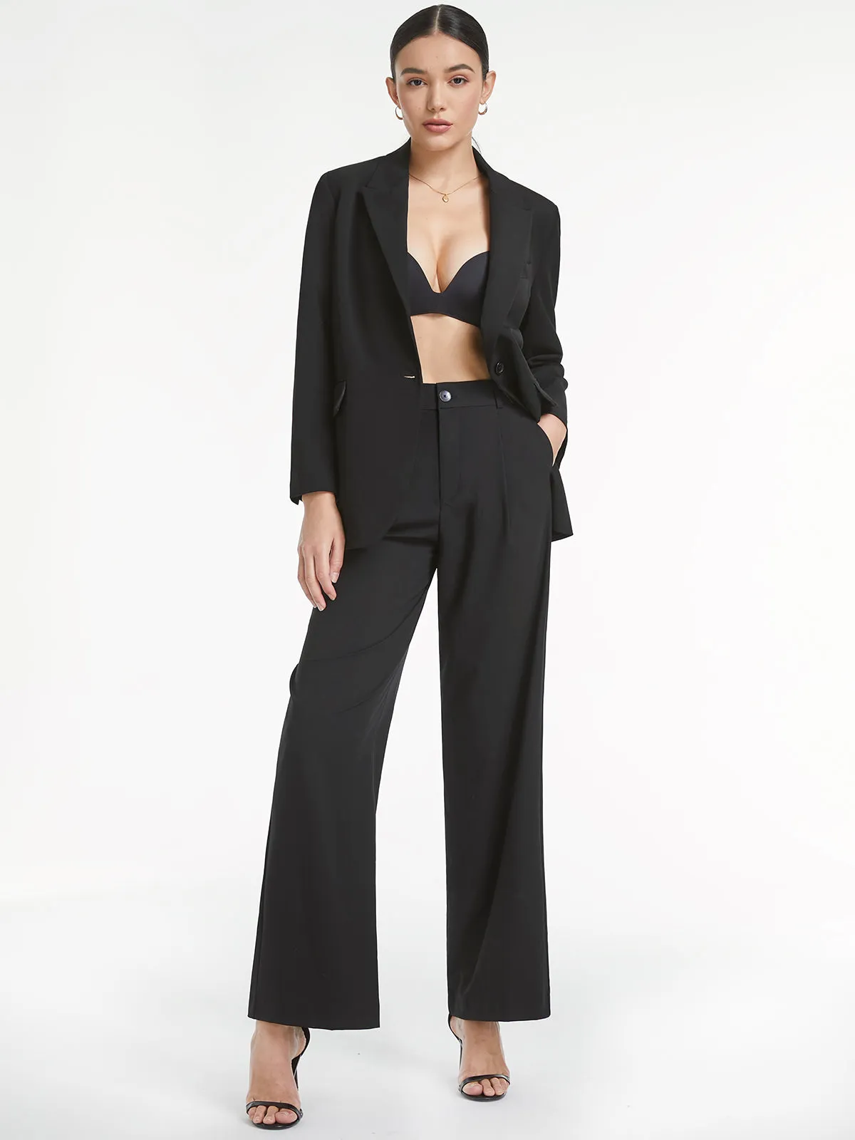 High Waisted Relaxed Trendy Straight Leg Dress Pants