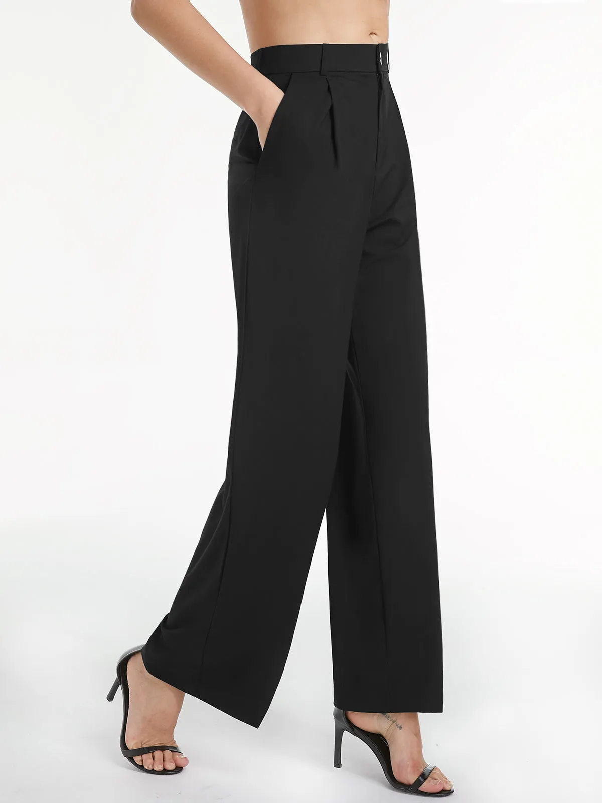 High Waisted Relaxed Trendy Straight Leg Dress Pants