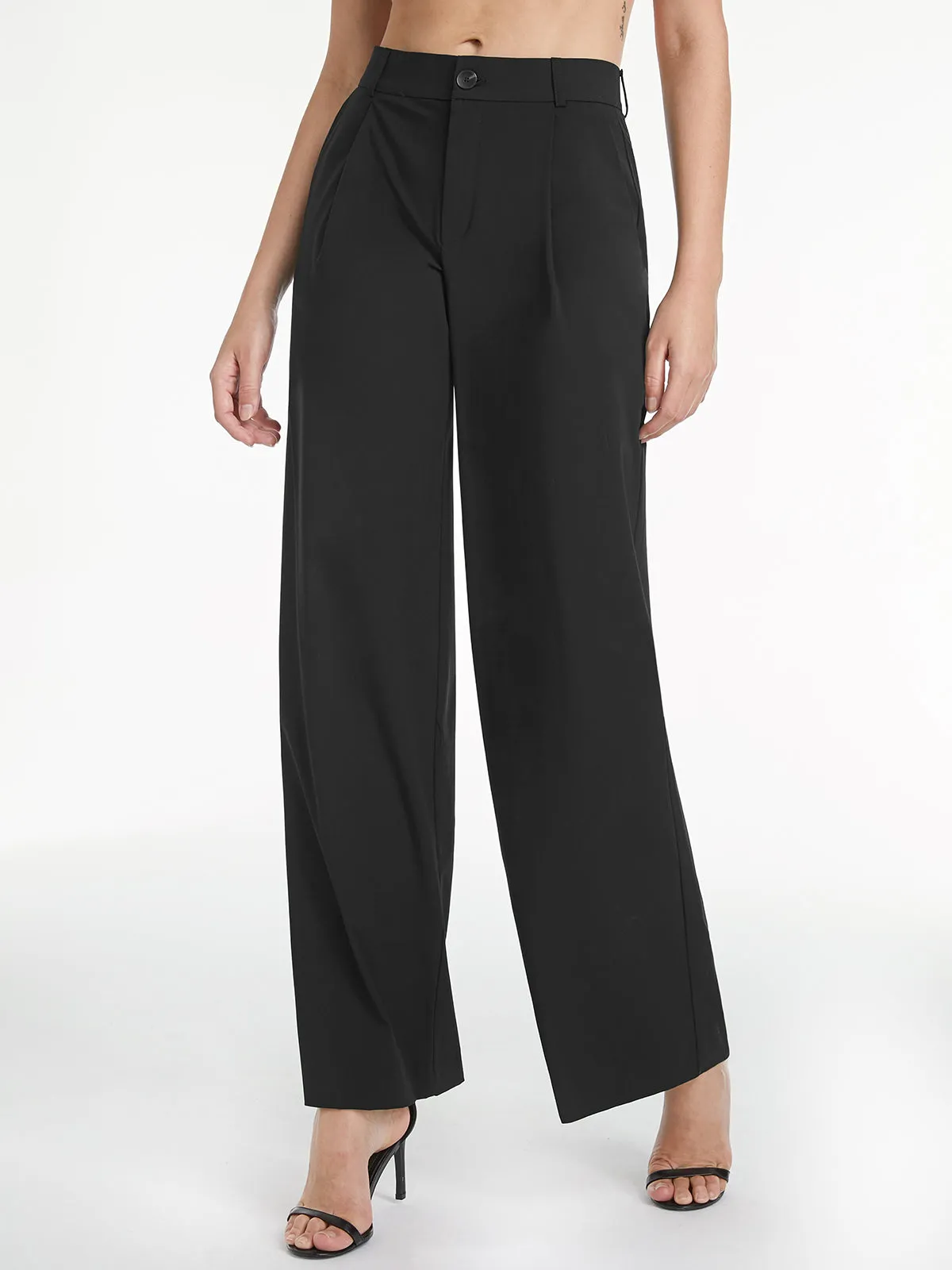 High Waisted Relaxed Trendy Straight Leg Dress Pants