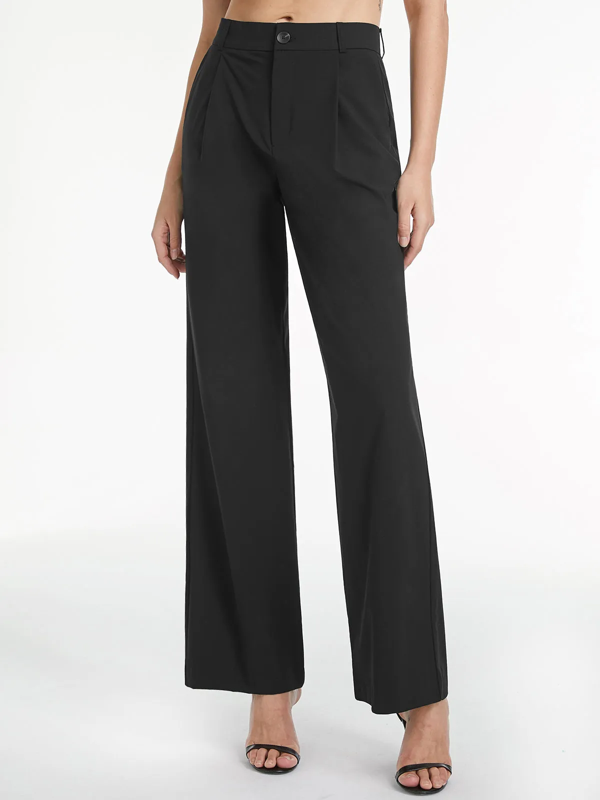 High Waisted Relaxed Trendy Straight Leg Dress Pants